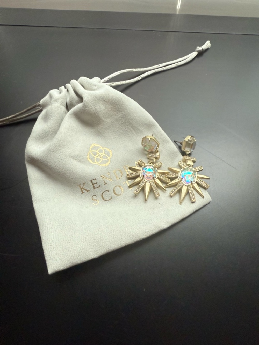 Kendra Scott Gold-tone Starburst Earrings with Iridescent Centers